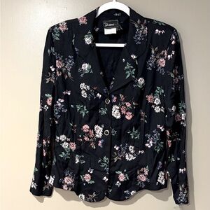 NWT vintage 90s whimsigoth office casual button up winter floral fitted blazer